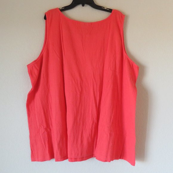 Woman Within lace embroidery tank top sleeveless shirt red coral plus size 34/36 - Picture 4 of 5